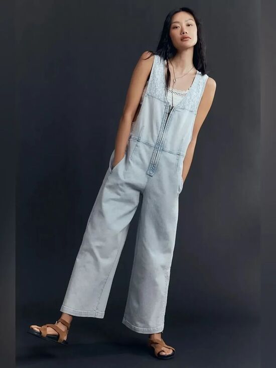 Pilcro Pants - New Anthropologie Pilcro Front-Zip Wide-Leg Jumpsuit Size S